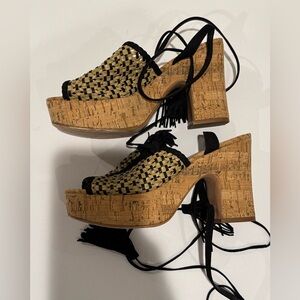 Schutz‎ Joaquina Woven Platform Sandals - Size 7.5B